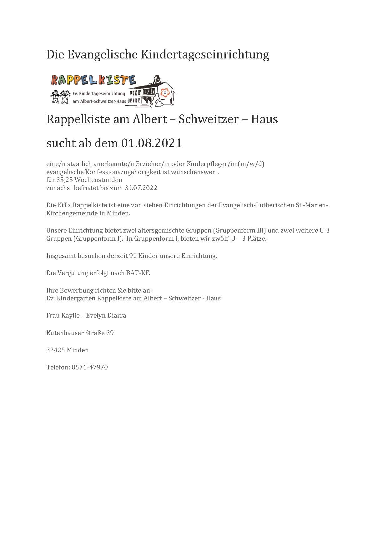 Stellenanzeige ASH 2021