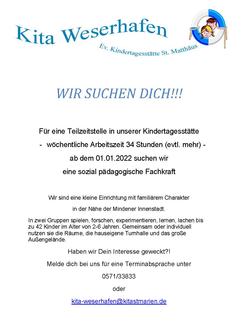 WIR SUCHEN DICH Fachkraft 01.01.22