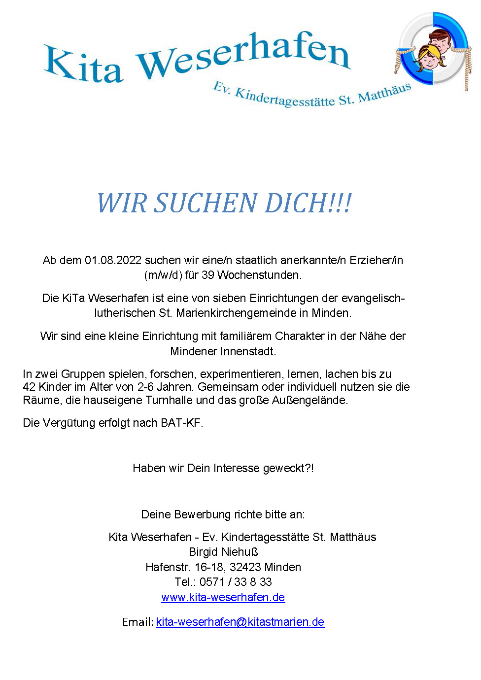 WIR SUCHEN DICH Soz.päd. Fachkraft 2022