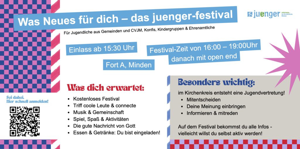 Flyer für das junger-Festival am 16. Mai 2026